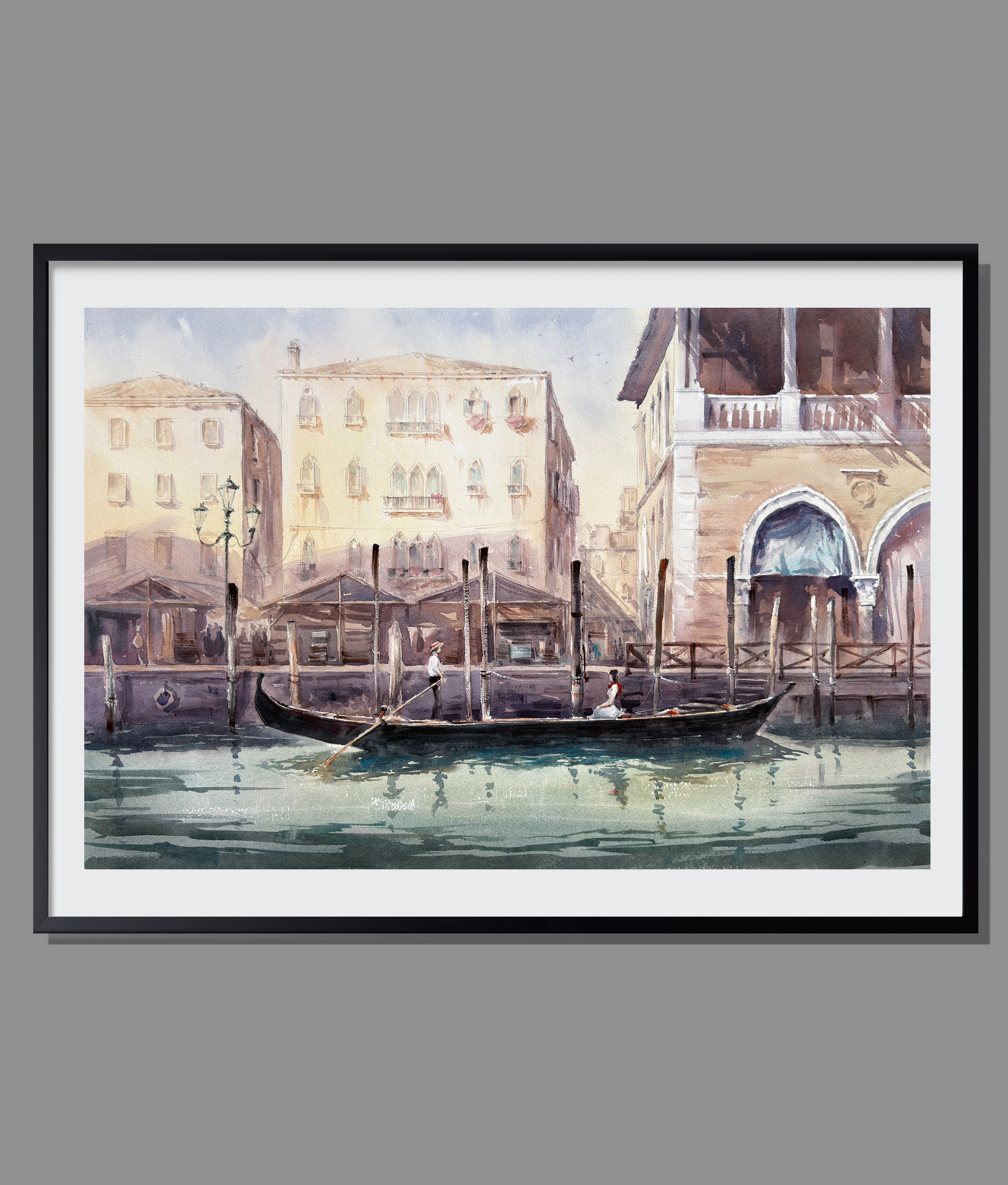 Scarlet Passage - Venice Dondola Watercolor_Framed