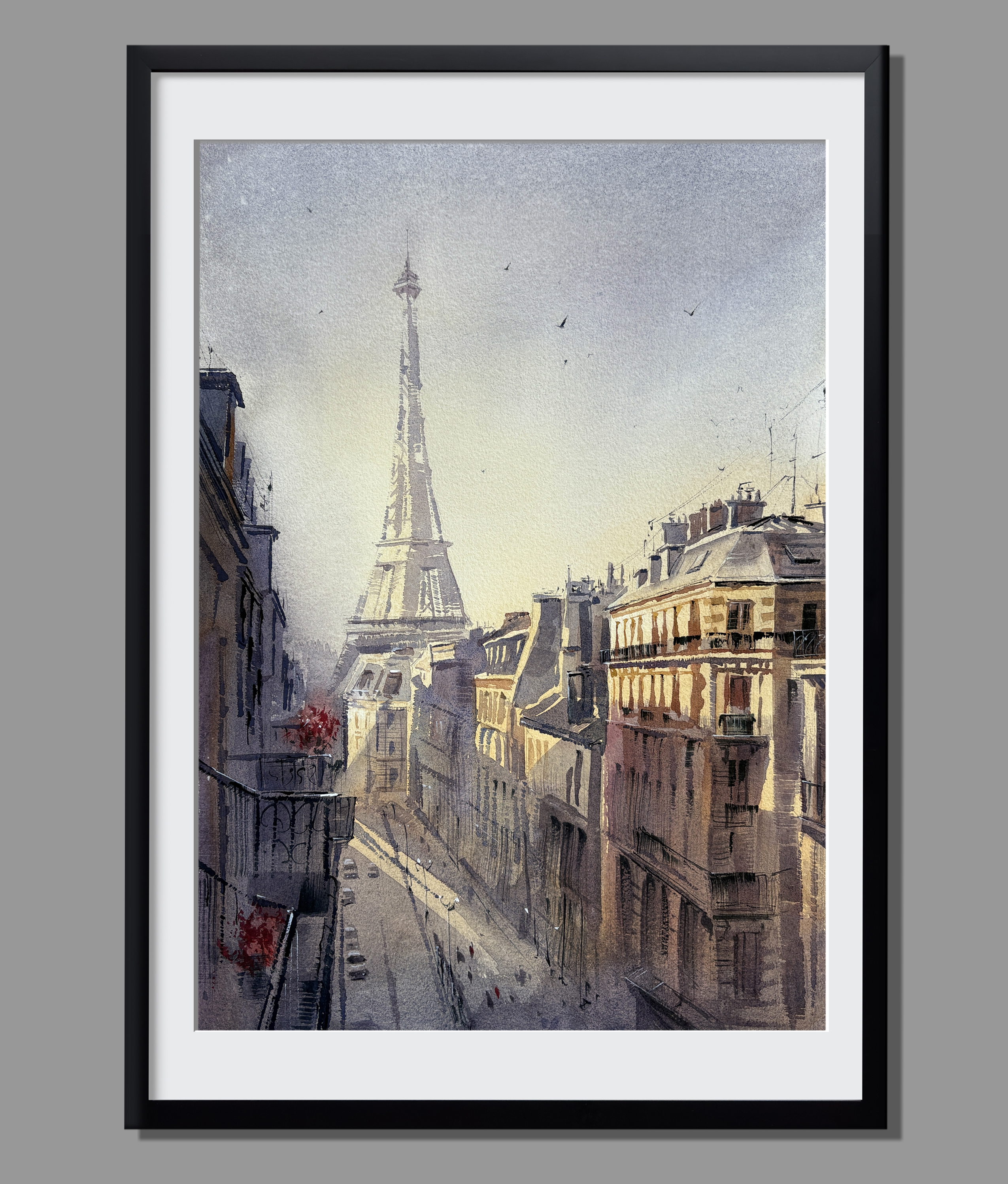 Charming Paris - Original Watercolor Painting_Framed