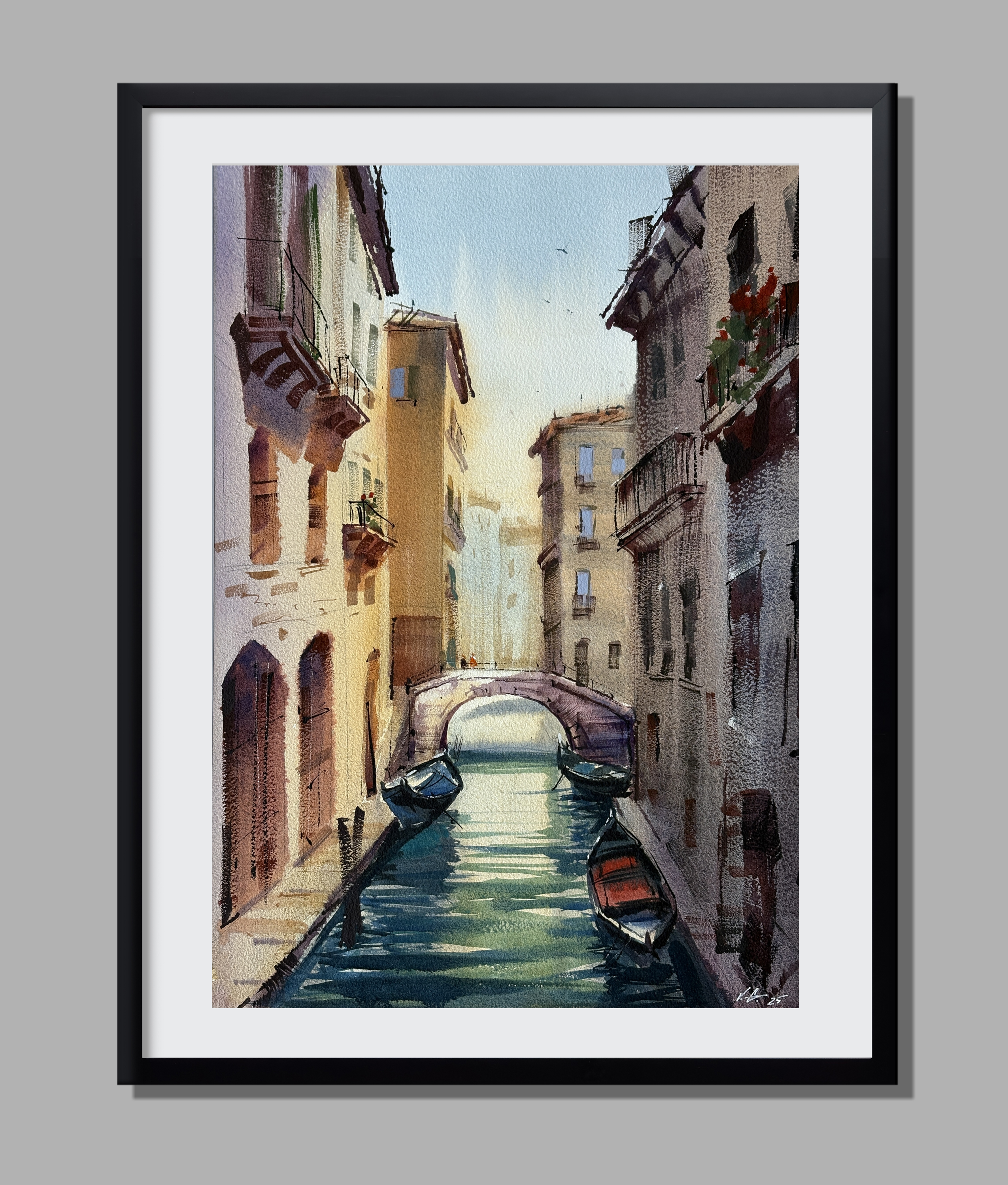 Venetian Charm - Venice in Watercolors - Framed