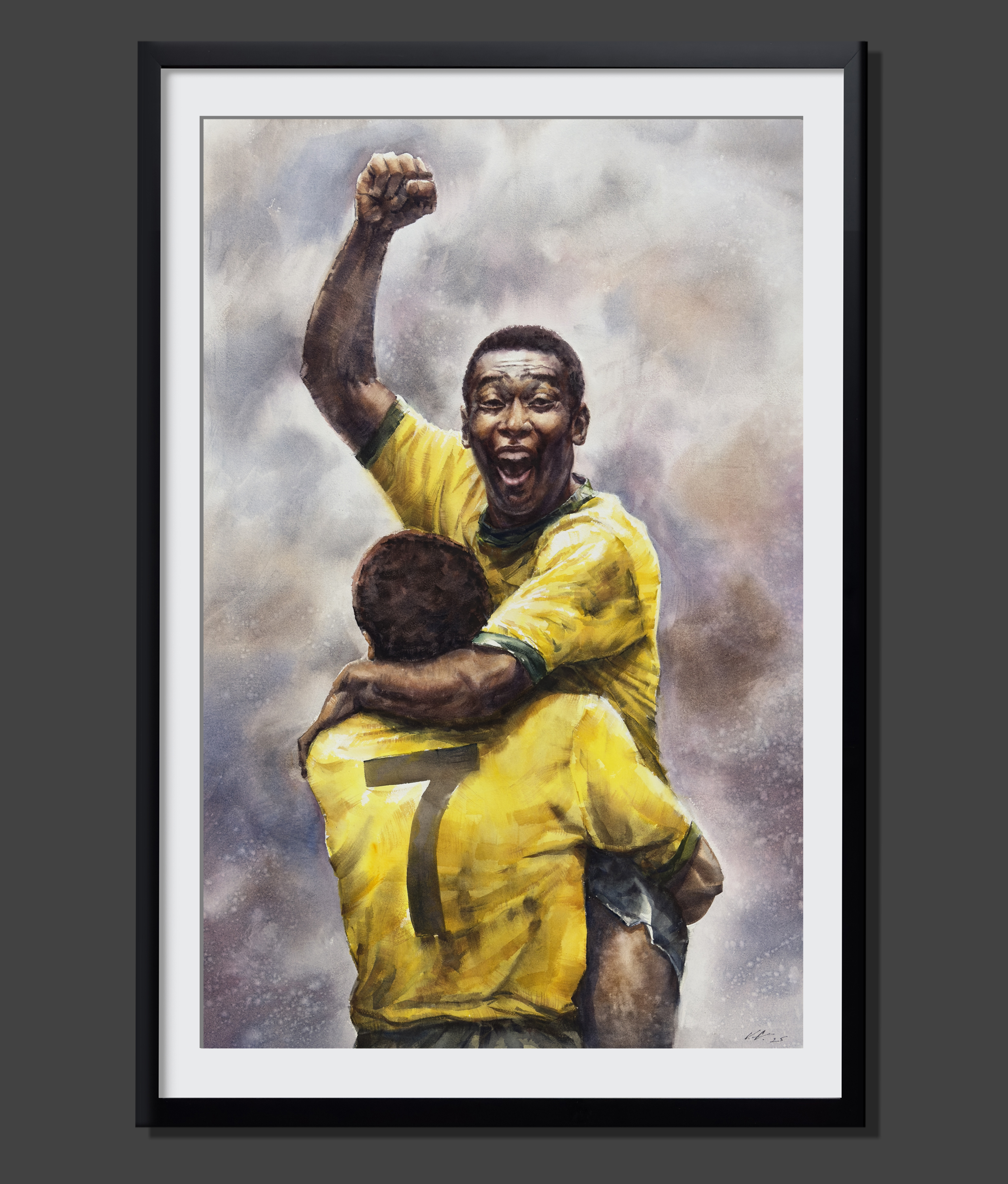 Pele 1970 World Cup- Watercolor- Framed