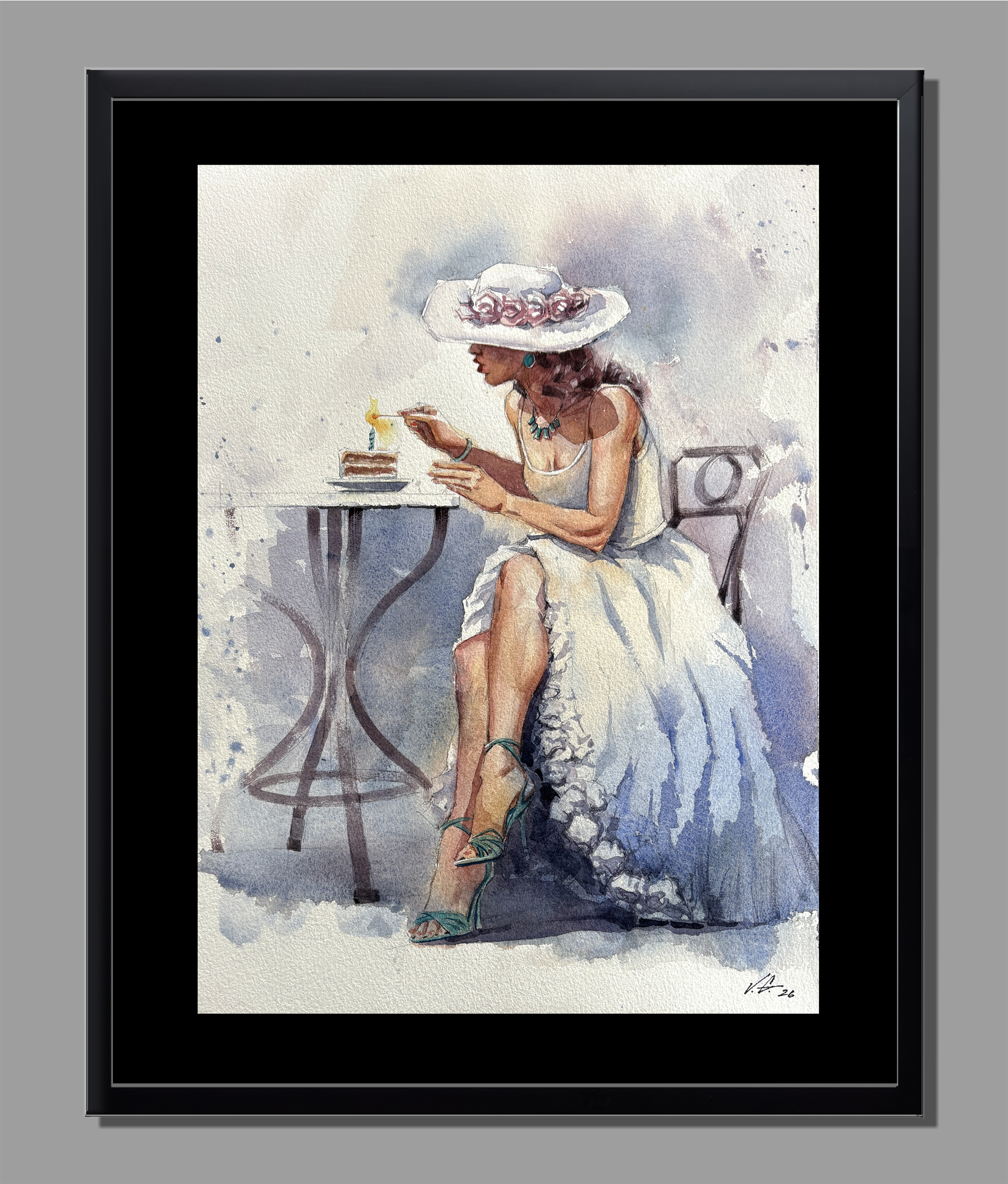 Making A Wish - Watercolor - Framed
